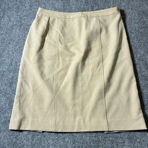 Villager Pencil Skirt Womens 12 Tan Khaki Stretch Lined Workwear Officecore